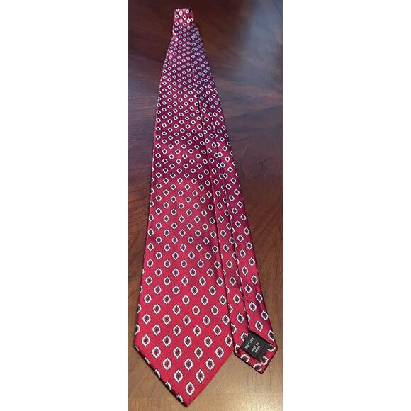 Jos. A. Bank Executive Collection Red Blue 100% Silk Mens Neck Tie Made In China - Picture 3 of 9
